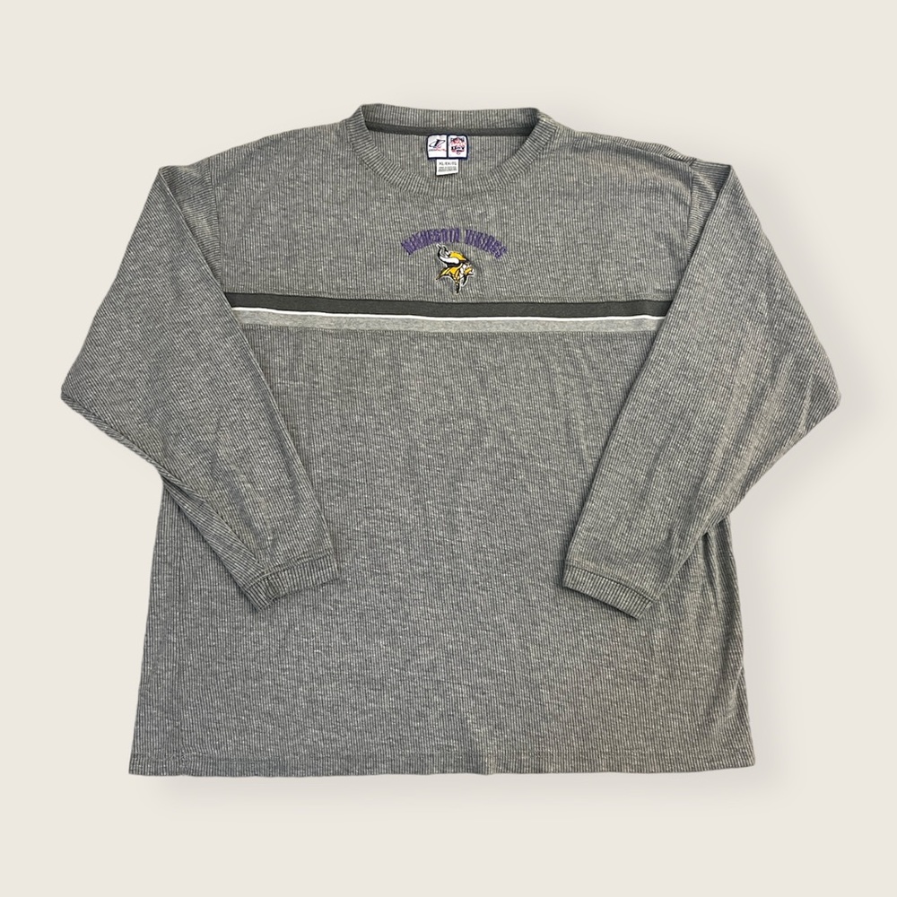 Vintage Logo Athletic Minnesota Vikings NFL Gameday Long Sleeve Thermal Shirt